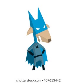 Goat Super Hero Character Flat Geometrical Design Cool  Vector Icon On White Background