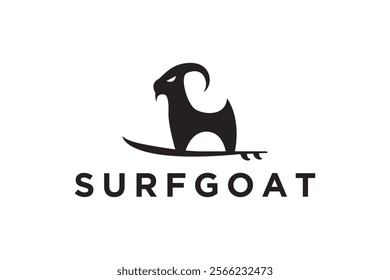 goat surfing logo design abstract