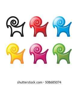 goat symbol color variations-vector drawing