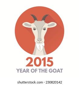 goat as a symbol of the coming 2015 vector round flat icon