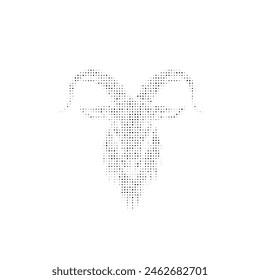 The goat symbol filled with black dots. Pointillism style. Vector illustration on white background