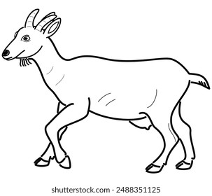 Goat symbol with horns - side view, outline