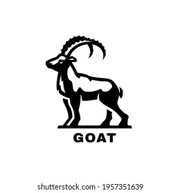 Goat symbol, logo. Black White style.