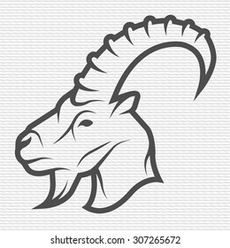 Goat symbol, logo, emblem. Contour Design.