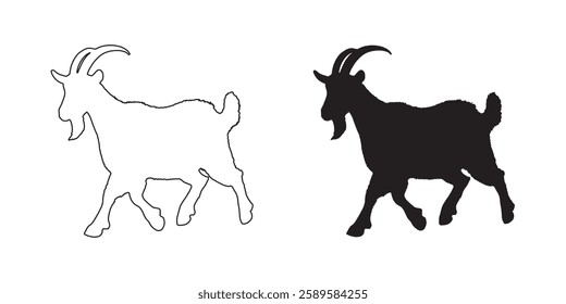 Goat Symbol Silhouette - Simple Goat Outline for Branding
