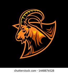 Goat Team Logo Vector In Orange Color 