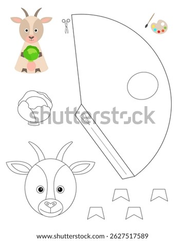 Goat template for coloring and building for games