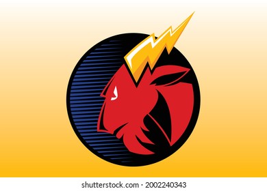 goat and thunder combination logo design