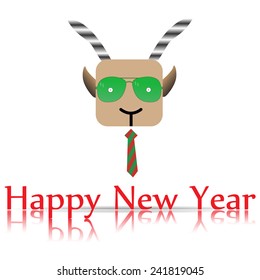 Goat with a tie, Happy New Year white background