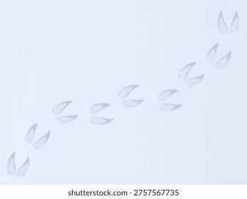 Goat tracks on snow. Goat racks symbol of the new year. Black silhouette.