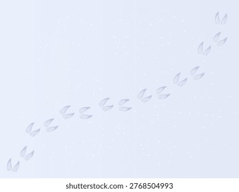 Goat tracks on snow. Goat racks symbol of the new year. Black silhouette.