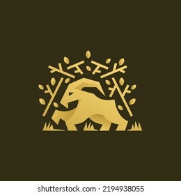 Goat Tree Farm Animal Illustration Logo