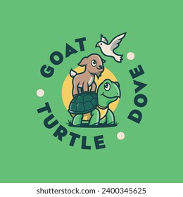 Goat, turtle and dove illustration vector design