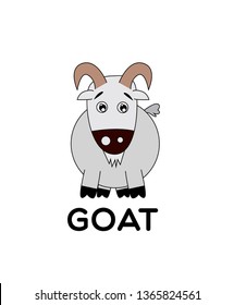 goat, vector animal cartoon, coloring book or page