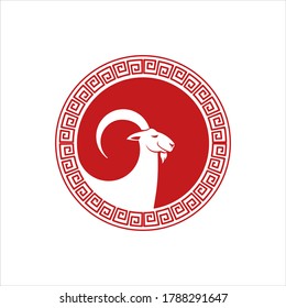 goat vector animal logo design template, Year of the Goat Chinese Zodiac 