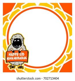 goat vector design. Eid Mubarak vector greeting. Frame template.