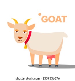 Goat Vector. Funny Animal. Isolated Flat Cartoon Illustration