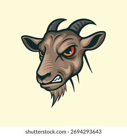 Ziegenvektor mit zerfetzten Zähnen. Design für Team oder Icon.