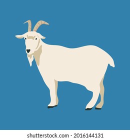 Goat vector hand drawn illustration in flat cartoon style. Isolated.