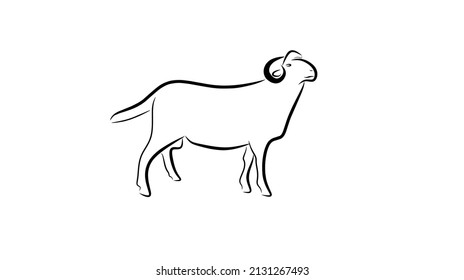 Goat vector icon logo with line style. white background