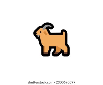 Goat vector icon on a white background. Mountain goat emoji illustration. Isolated Goat vector emoticon