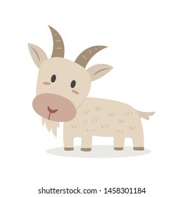 Goat vector illustration cartoon. Farm animal. Cute goat pastel cartoon. 