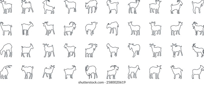 
Goat Vector Illustration Collection - A stunning black and white collection of various goat silhouettes. Perfect for farm, nature, 