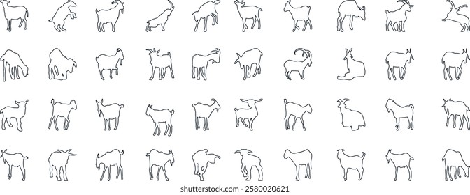 
Goat Vector Illustration Collection - A stunning black and white collection of various goat silhouettes. Perfect for farm, nature, 