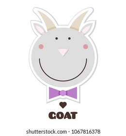 Goat. Vector illustration of head of goat. Sticker