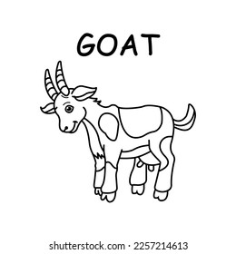 Plantilla de ilustración vectorial de cabra para el libro Coloring. Lección de dibujos para niños	