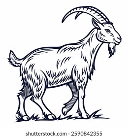 Goat Vector line art on white background 