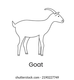 Goat vector line icon, illustration of a farm animal.
