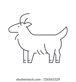 goat vector line icon, sign, illustration on background, editable strokes