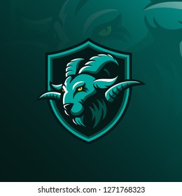 goat vector logo design mascot with modern illustration concept style for badge, emblem and tshirt printing. angry goat illustration with badge.
