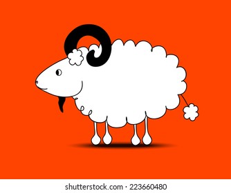 goat vector on red background