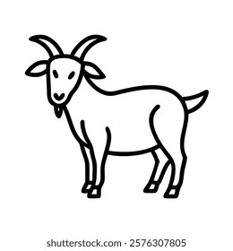 Goat Vector Outline Icon on White Background