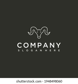 goat vector outline logo design