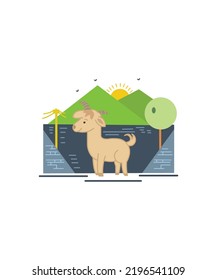 Goat Vector with the scenic background 