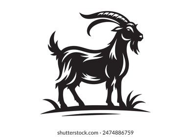 Goat vector silhouette illustration and  icon