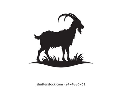 Goat vector silhouette illustration and  icon