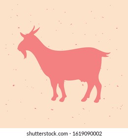 Goat. Vintage logo, retro print, poster for Butchery meat shop. Logo template for meat business, meat shop. Vector Illustration