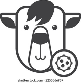 Goat and virus illustration in minimal style isolated on background