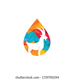 Goat water drop vector logo design. Mountain goat vector logo design.