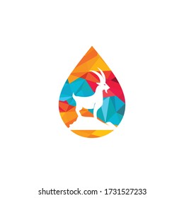 Goat water drop vector logo design. Mountain goat vector logo design.