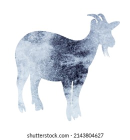 goat watercolor silhouette, isolated vector