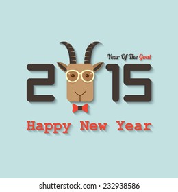 goat wearing glasses within 2015 year of the goat sign. vector.