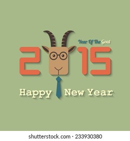 goat wearing glasses within 2015 year of the goat sign. vector.