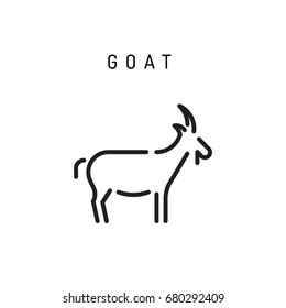 Goat web line icon vector isolated on white background