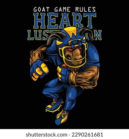 the goat who became the mascot of American football complete with player clothes, and the position of the body that was running while maintaining the ball in his hands.