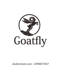 goat with wing fly logo design	